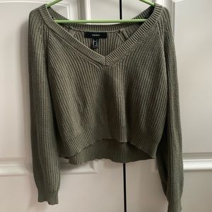Army Green crop top sweater